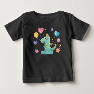 Camiseta De Bebé Fiesta de cumpleaños número 1 de Baby Dragon para 