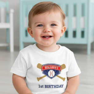 Camiseta De Bebé Fiesta de cumpleaños número 1 de béisbol