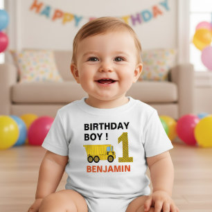 Camiseta De Bebé Fiesta de cumpleaños número 1 de Construcción de C