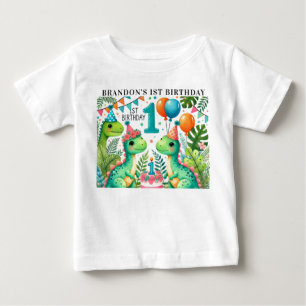 Camiseta De Bebé Fiesta de Cumpleaños número 1 de Dinosaurio Dino