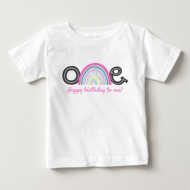 Camiseta De Bebé Fiesta de cumpleaños número 1 de Rad Rainbow Girl  (Anverso)