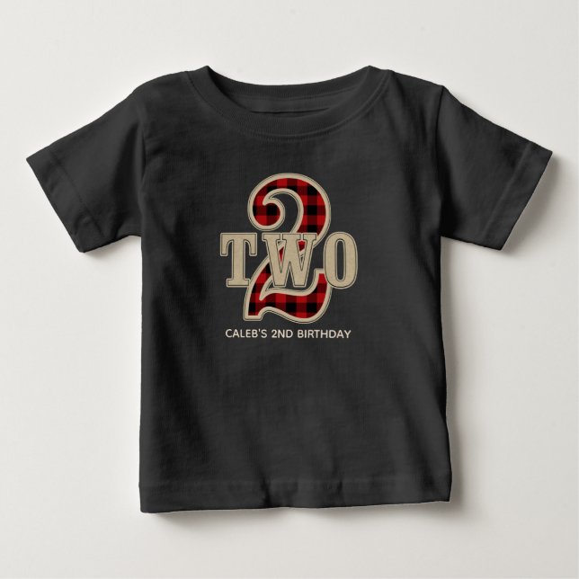 Camiseta De Bebé Fiesta de Cumpleaños número 2 con Cuadro de Búfalo (Anverso)