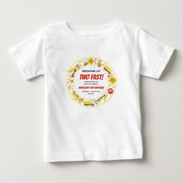 Camiseta De Bebé Fiesta de Cumpleaños Número 2 de Construcción con  (Anverso)