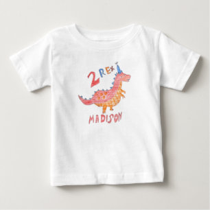 Camiseta De Bebé Fiesta de cumpleaños número 2 del dinosaurio rojo 