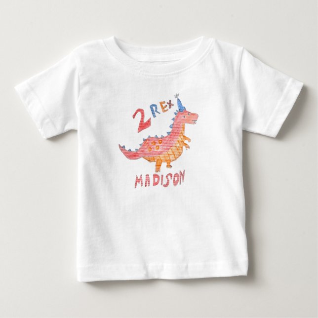 Camiseta De Bebé Fiesta de cumpleaños número 2 del dinosaurio rojo  (Anverso)