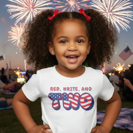 Camiseta De Bebé Fiesta de cumpleaños número 2 Patriótica Bandera d