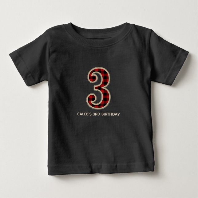 Camiseta De Bebé Fiesta de Cumpleaños número 3 con Cuadro de Búfalo (Anverso)