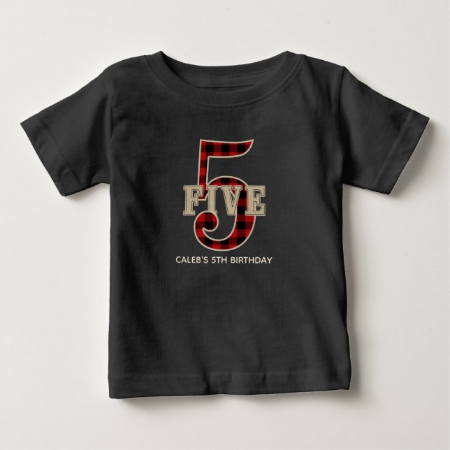 Camiseta De Bebé Fiesta de Cumpleaños número 5 con Cuadro de Búfalo (Anverso)