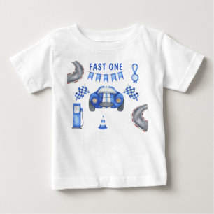 Camiseta De Bebé Fiesta de cumpleaños número uno con tema de auto d