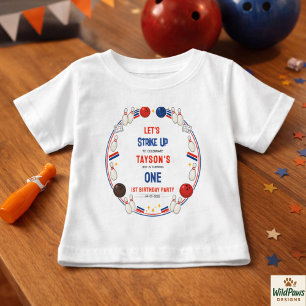 Camiseta De Bebé Fiesta de cumpleaños número uno de Retro Bowling: 
