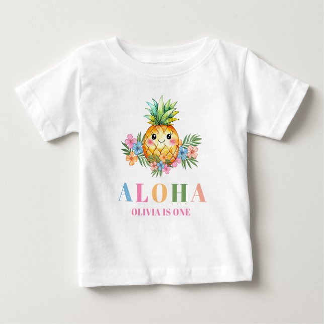 Camiseta De Bebé Fiesta de cumpleaños número uno de verano tropical (Anverso)