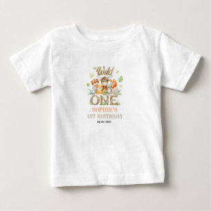 Camiseta De Bebé Fiesta de cumpleaños número uno de Wild One Animal