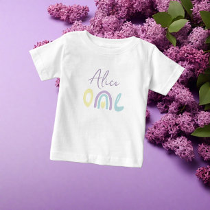 Camiseta De Bebé Fiesta de cumpleaños pastel lavanda arcoíris 1er c
