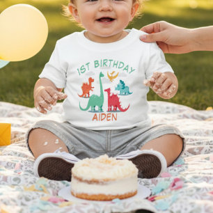 Camiseta De Bebé Fiesta de cumpleaños personalizada de Dino 