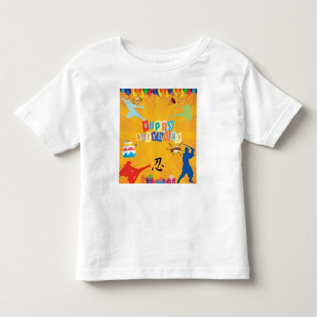 Camiseta De Bebé Fiesta de cumpleaños personalizada de ninjas para  (Anverso)