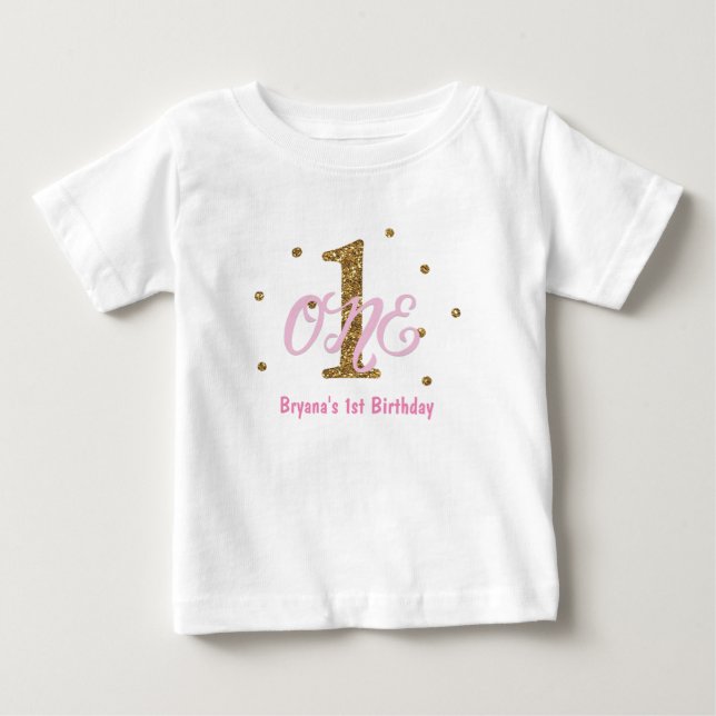 Camiseta De Bebé Fiesta de cumpleaños personalizada para niñas Pink (Anverso)