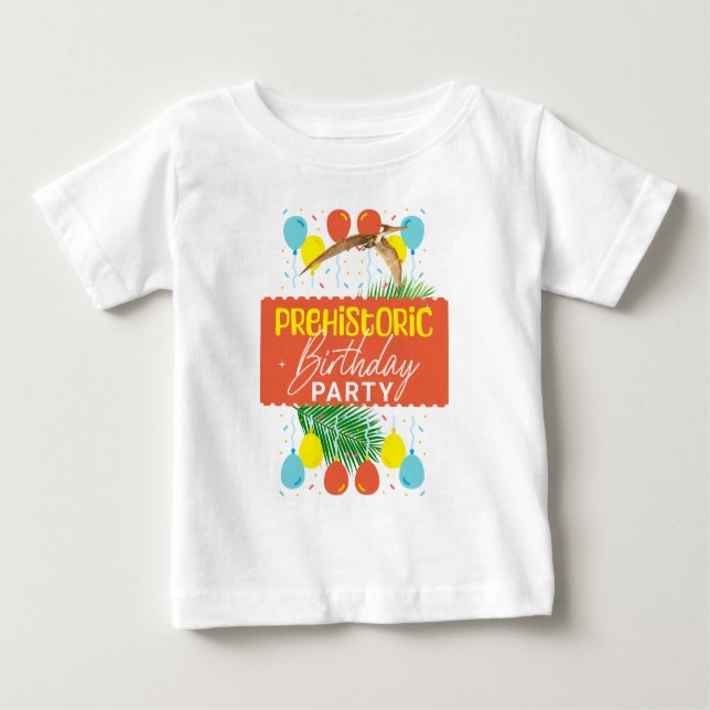 Camiseta De Bebé Fiesta de cumpleaños prehistórico de Pterodáctilo (Anverso)