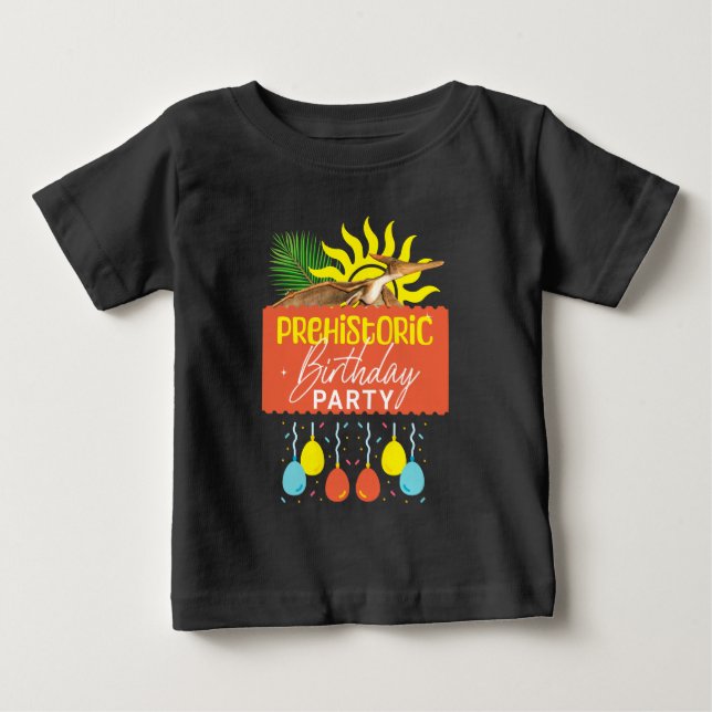 Camiseta De Bebé Fiesta de Cumpleaños Prehistórico de Pterodáctilo (Anverso)