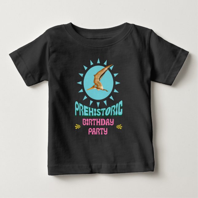 Camiseta De Bebé Fiesta de Cumpleaños Prehistórico Pterodáctilo Din (Anverso)