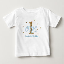 Fiesta de Cumpleaños Uno 1er de Niños Azul y Dorad