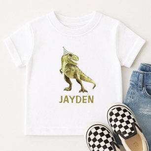 Camiseta De Bebé Fiesta de dinosaurio lindo T-Rex Nombre personaliz