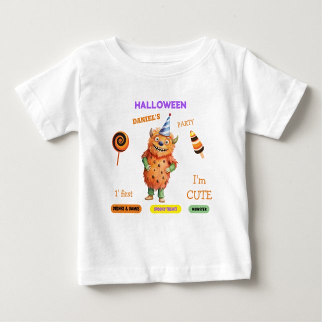 Camiseta De Bebé Fiesta de disfraces de Halloween Monstruos diversi (Anverso)