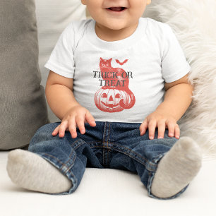 Camiseta De Bebé Fiesta de Halloween de Murciélago y Gato con Calab