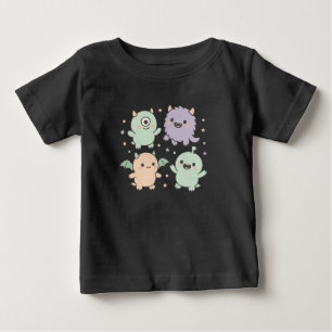 Camiseta De Bebé Fiesta de Monstruitos Bebés Cute Pastel Halloween 