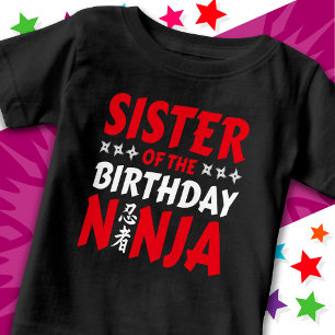 Camiseta De Bebé Fiesta de Ninja para Niños Hermana de Cumpleaños N