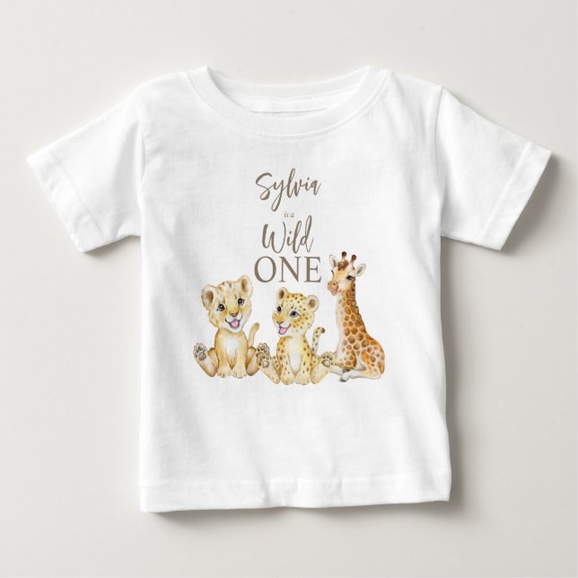 Camiseta De Bebé Fiesta de nombre personalizado de animales salvaje (Anverso)