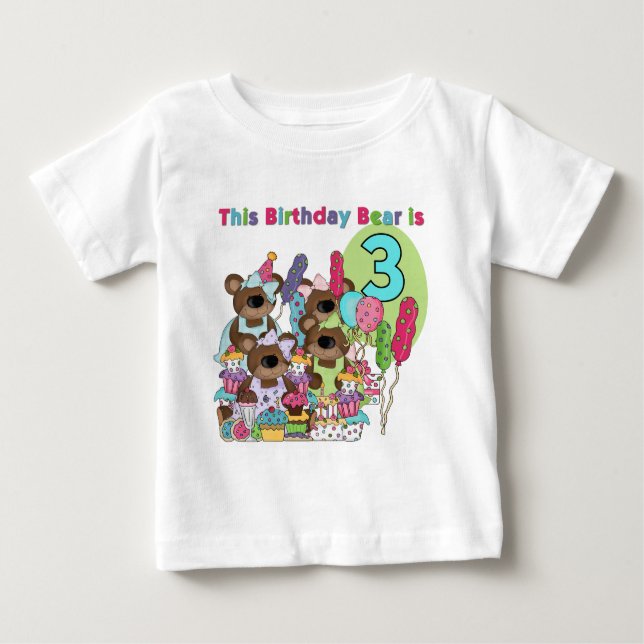 Camiseta De Bebé Fiesta de Oso de Teddy Tshirts de cumpleaños y reg (Anverso)