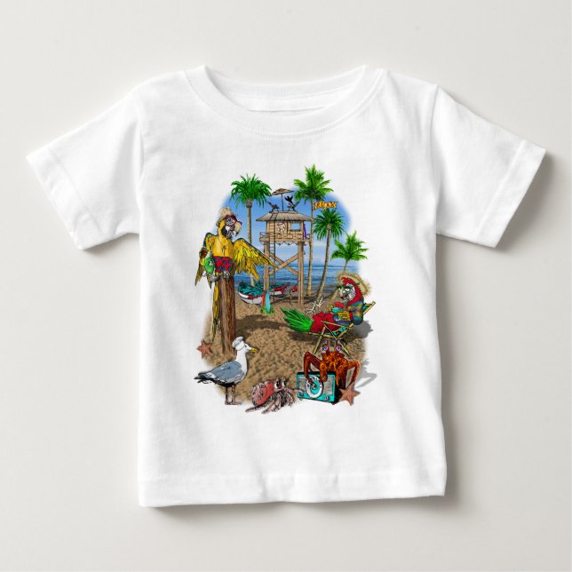 Camiseta De Bebé Fiesta de Parrots Beach (Anverso)