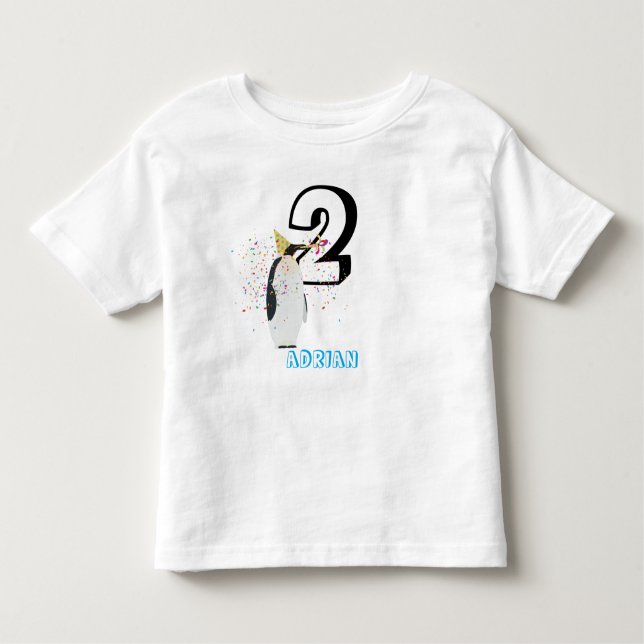 Camiseta De Bebé Fiesta de Pingüinos - Cumpleaños de Animales Edad  (Anverso)