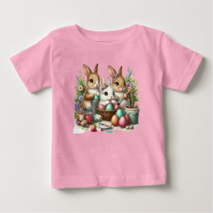 Camiseta De Bebé Fiesta de pintura Cute, Conejo de Pascua/Primavera