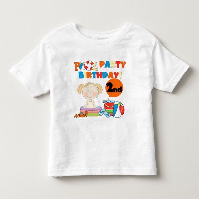 Camiseta De Bebé Fiesta de piscina camisas de cumpleaños 2 y regalo (Anverso)