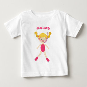 Camiseta De Bebé Fiesta de playa de niña esnórkel
