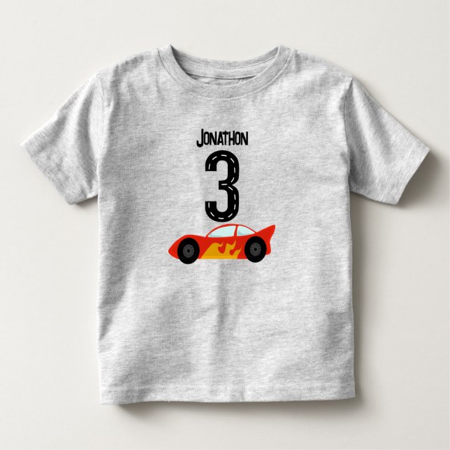 Camiseta De Bebé Fiesta de tercer cumpleaños de Racecar personaliza (Anverso)