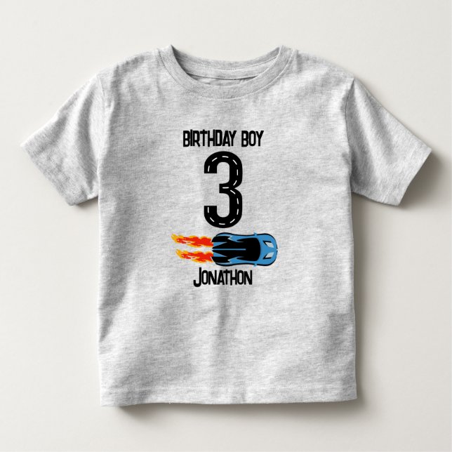 Camiseta De Bebé Fiesta de tercer cumpleaños de Racecar personaliza (Anverso)