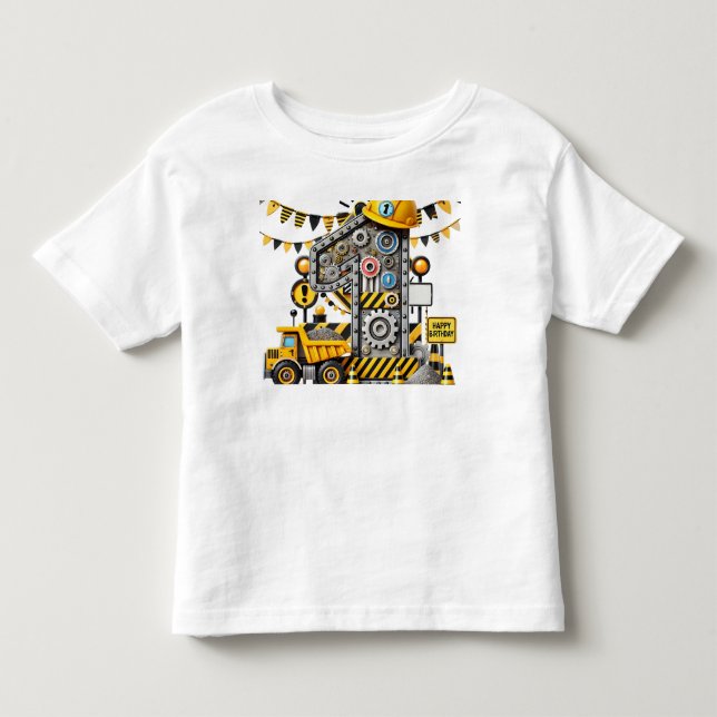 Camiseta De Bebé Fiesta del 1er Cumpleaños de Construcción (Anverso)