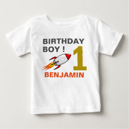 Camiseta De Bebé Fiesta del Primer Cumpleaños del Cohete del Espaci