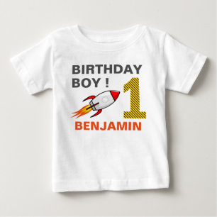 Camiseta De Bebé Fiesta del Primer Cumpleaños del Cohete del Espaci