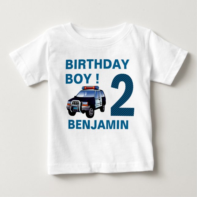 Camiseta De Bebé Fiesta del segundo cumpleaños del coche de la poli (Anverso)