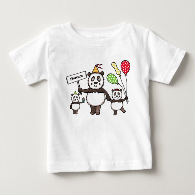 Camiseta De Bebé Fiesta Panda personalizado (Anverso)