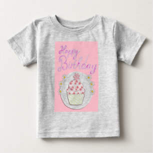 Camiseta De Bebé Fiesta Pastel Rosa Feliz Cumpleaños