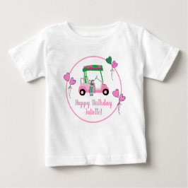 Camiseta De Bebé Fiesta personalizado del tema del golf rosa y verd
