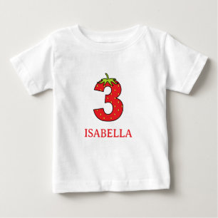Camiseta De Bebé Fiesta tema de fresa para cumpleaños 3 
