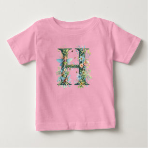 Camiseta De Bebé Fiestas de color de agua verde letra monográfica H