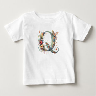Camiseta De Bebé Fiestas de color de agua verde letra monográfica Q