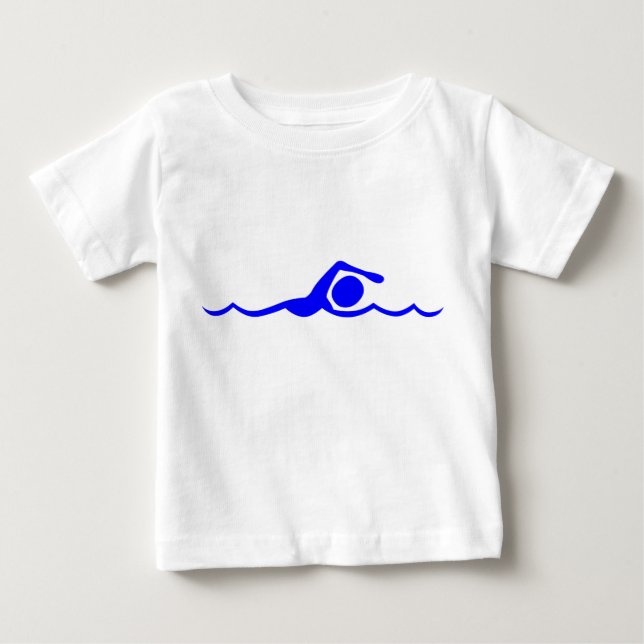 Camiseta De Bebé Figura de natación - Azul (Anverso)