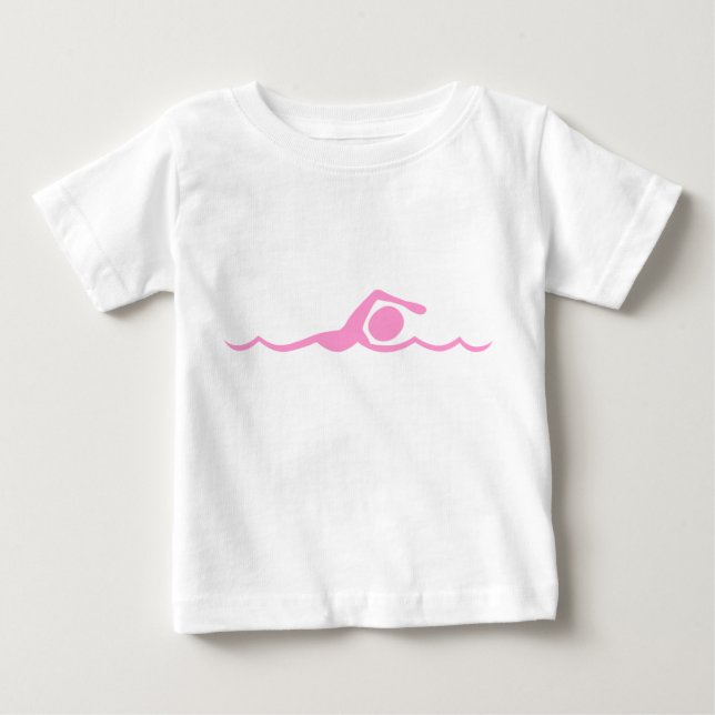 Camiseta De Bebé Figura de natación - Rosa (Anverso)